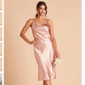 Birdy Grey Lisa Satin Midi Dress - Rose Gold, S